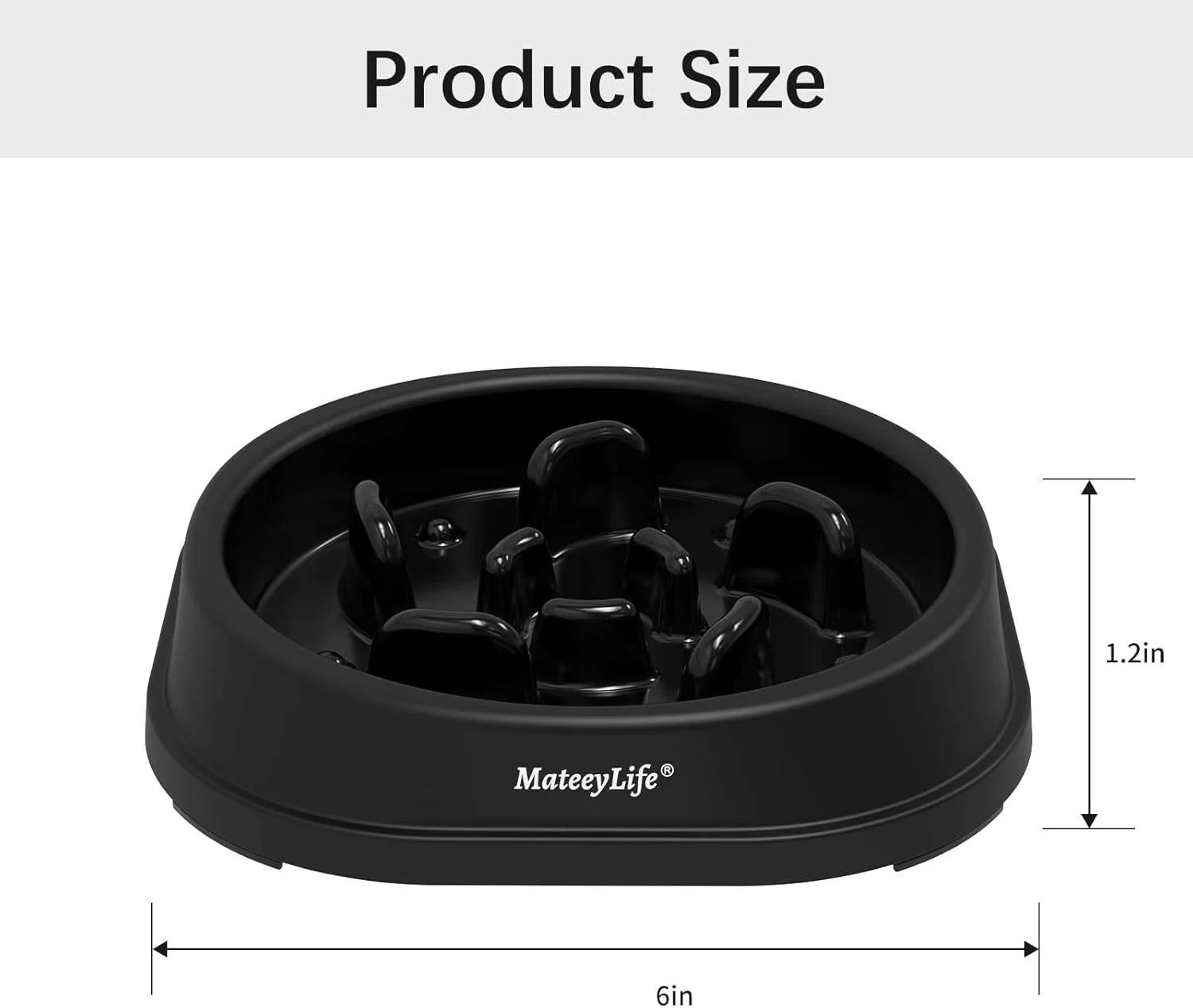 Slow Feeder Dog Bowls, Non Slip Cat Food Bowls, Bloat Stop Maze Pet Dishes, Interactive Feeder for Small Breeds 1 Cup Black