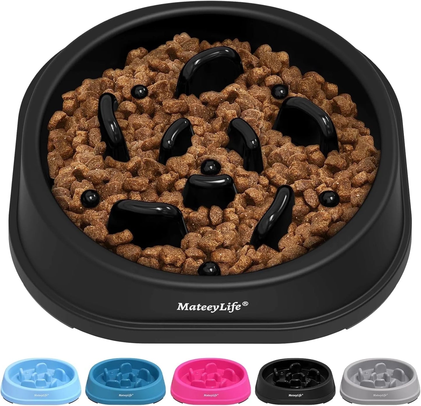 Slow Feeder Dog Bowls, Non Slip Cat Food Bowls, Bloat Stop Maze Pet Dishes, Interactive Feeder for Small Breeds 1 Cup Black