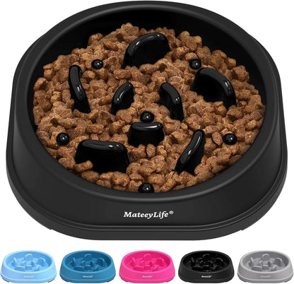 Slow Feeder Dog Bowls, Non Slip Cat Food Bowls, Bloat Stop Maze Pet Dishes, Interactive Feeder for Small Breeds 1 Cup Black